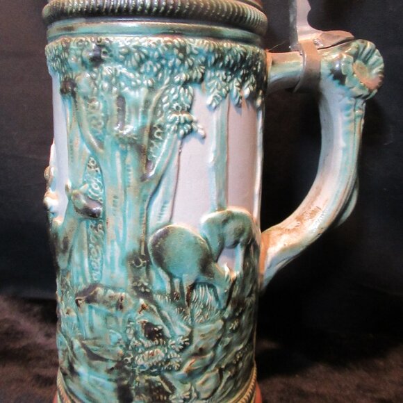 *RARE* Vintage Wick Werke Embossed Hand Painted Deer Hunter Beer Stein - Picture 5 of 16
